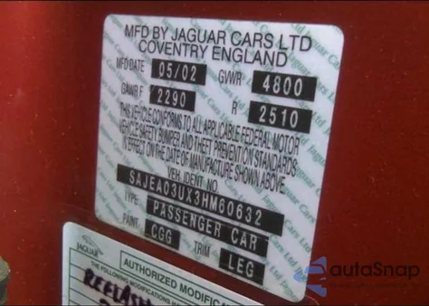 2003 Jaguar S-Type Sport из США, поврежденный, VIN SAJEA03UX3HM60632